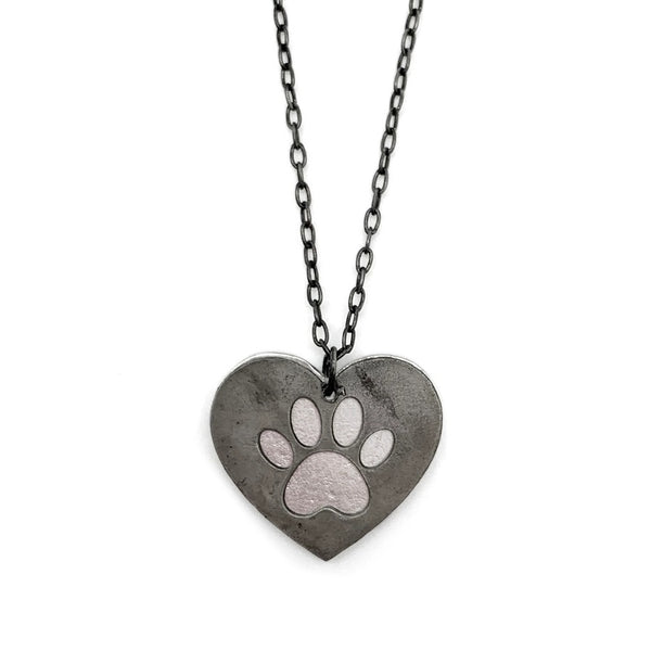 Pewter Paw Print Necklace