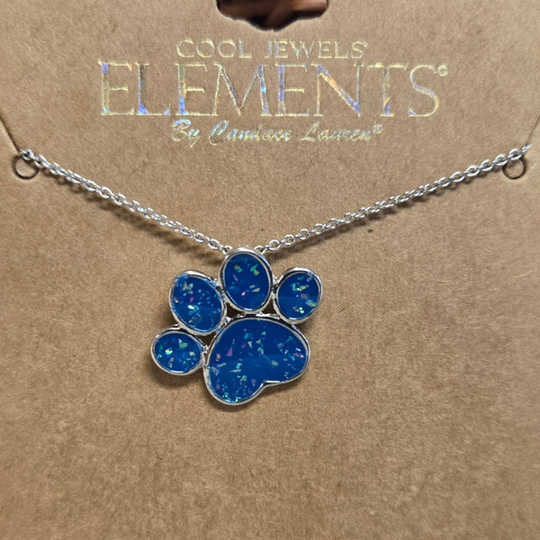 Iridescent Dog Paw Pendant Necklace