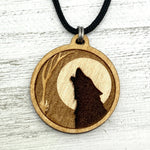 Wooden Wolf in Forest Necklace