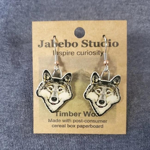 Wolf Head and Paw Print Earrings
