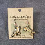Pouncing Grey Fox Earrings