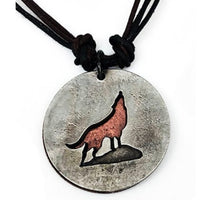 Round Pewter Wolf Necklace