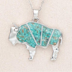 Green Stone Bison Necklace