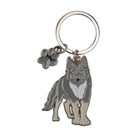 Enamel Wolf Keyring