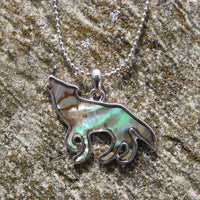 Paua Shell Wolf Necklace
